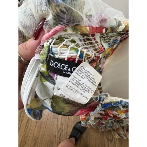 DOLCE & GABBANA Bamboo Floral Printed Silk Chiffon Dress Multicolor Size 38 - Picture 6 of 6
